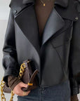 Female Sheepskin Loose Biker Jacket