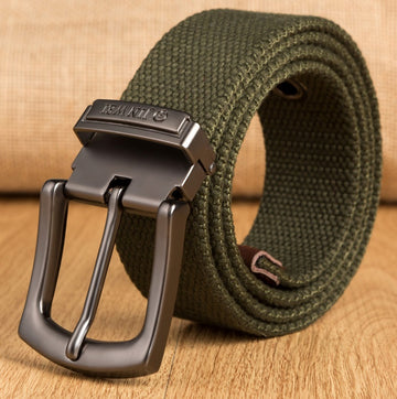 Men's Outdoor Buckle Thick Woven Canvas Belt