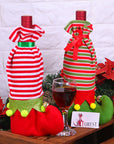 Christmas Decorations Striped Christmas Wine Bottle Set