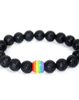 Rainbow Bead Bracelet Pride Natural Stone Strand Couple Bracelets