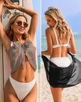 2 Pieces Women Beach Sarongs Sheer Cover Ups Chiffon Bikini Wrap Skirt for Swimwear S-XXL