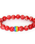 Rainbow Bead Bracelet Pride Natural Stone Strand Couple Bracelets