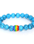 Rainbow Bead Bracelet Pride Natural Stone Strand Couple Bracelets