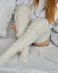 Winter Socks Over The Knee Lengthened Long Tube Knitted Pile Socks