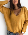 new autumn winter Women v-neck solid Sweater Pullover Female Knitted sweaters Jumper casual Knitwear Pull Femme jersey