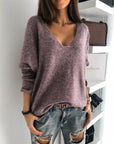 new autumn winter Women v-neck solid Sweater Pullover Female Knitted sweaters Jumper casual Knitwear Pull Femme jersey