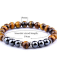 Explosion Style Yellow Tiger Eye Bracelet Fashion Simple Obsidian Alloy Separator Elastic Bracelet