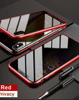 Double-sided magnetic metal tempered glass + front privacy glass phone case