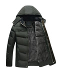 Men's Winter Solid Color Hooded Plush Warm Cotton Jacket