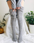 Winter Socks Over The Knee Lengthened Long Tube Knitted Pile Socks