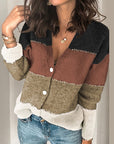 v-neck button striped sweater cardigan