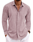 Long Sleeve T-shirt Undershirt Solid Color Long Sleeve Cotton Linen Shirt Men