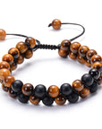 Tiger Eye Couple Bracelets Matte Black Agate Beads Bracelet