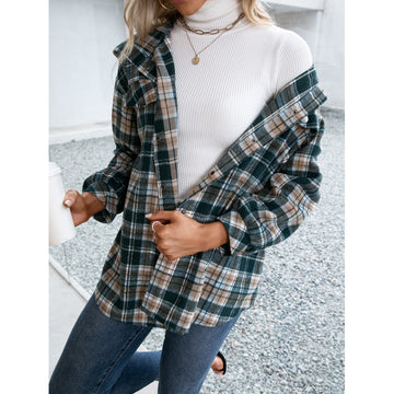 Casual Cardigan Plaid Shirt Jacket