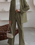 Women's Fashion Casual Solid Color Coat Trousers Suit