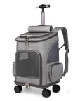 Portable Folding Trolley Pet Backpack Traveling Cat Backpack With Universal Wheel Trolley Pet Bag