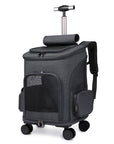 Portable Folding Trolley Pet Backpack Traveling Cat Backpack With Universal Wheel Trolley Pet Bag