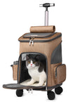 Portable Folding Trolley Pet Backpack Traveling Cat Backpack With Universal Wheel Trolley Pet Bag