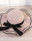 Summer Sun Hat Women Straw Hats Sunshade Panama  Fashion Bow Beach Hat Foldable Travel Caps