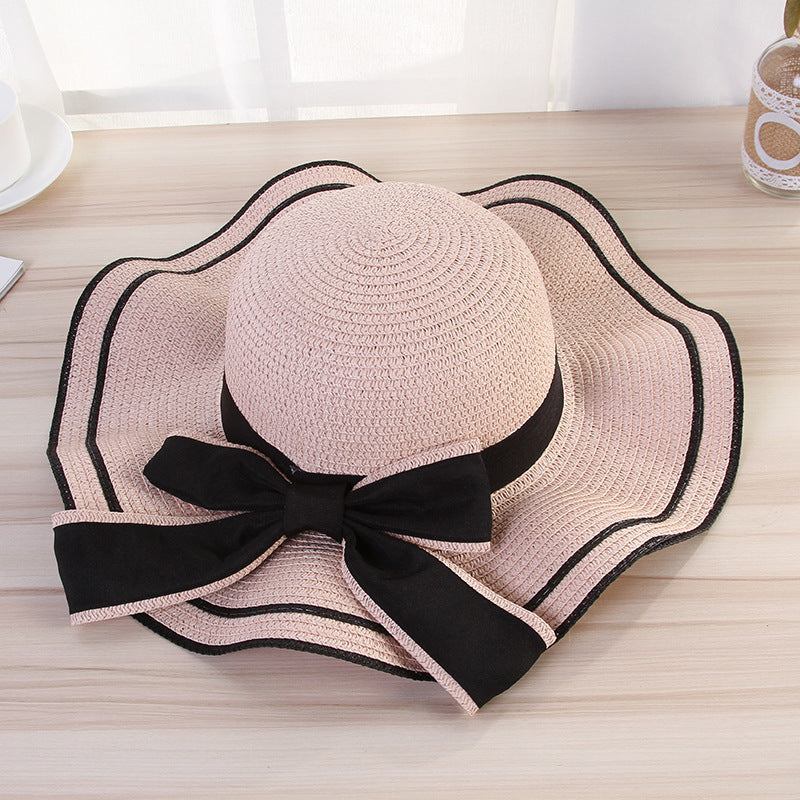 Summer Sun Hat Women Straw Hats Sunshade Panama  Fashion Bow Beach Hat Foldable Travel Caps