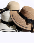 Sun Hat Big Black Bow Summer Hats For Women Foldable Straw Beach Panama Hat Visor Wide Brim Femme Female New