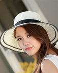 Sun Hat Big Black Bow Summer Hats For Women Foldable Straw Beach Panama Hat Visor Wide Brim Femme Female New