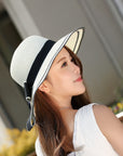 Sun Hat Big Black Bow Summer Hats For Women Foldable Straw Beach Panama Hat Visor Wide Brim Femme Female New