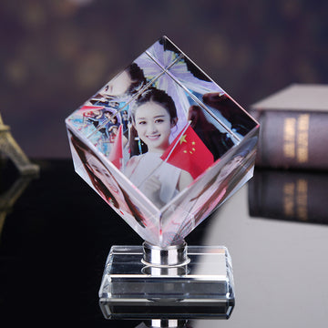 Pictures Frame Square Shaped Rotating Crystal Printing Photo Album Glass Wedding Souvenir Birthday Gifts