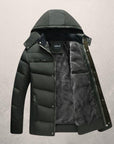 Men's Winter Solid Color Hooded Plush Warm Cotton Jacket