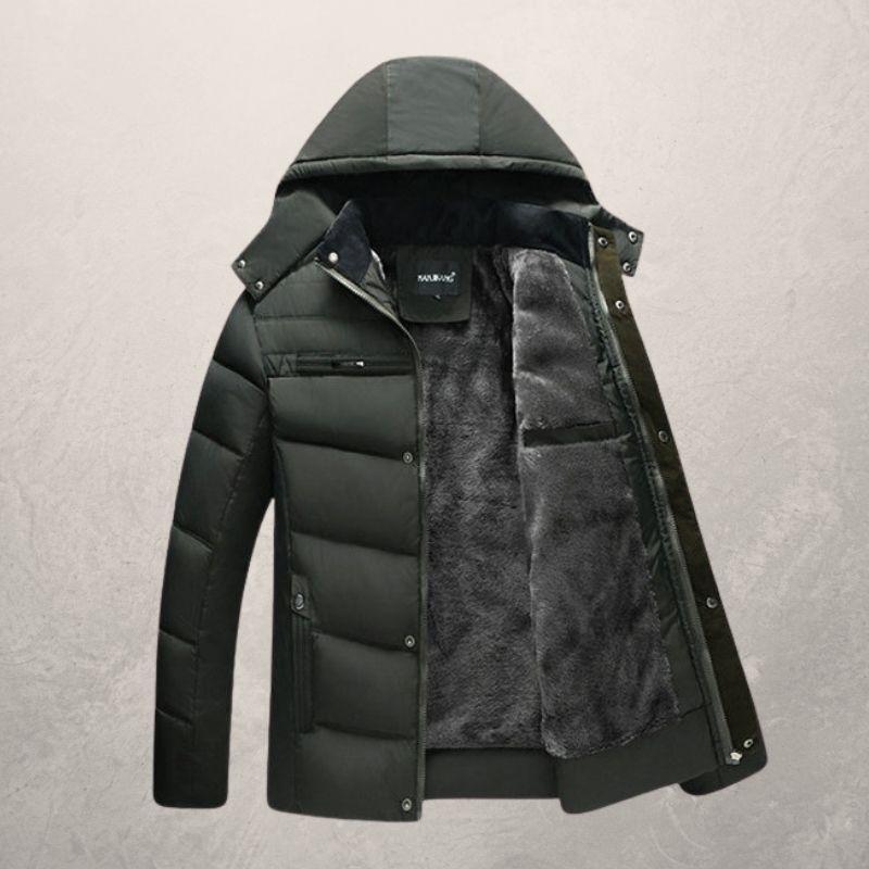 Men's Winter Solid Color Hooded Plush Warm Cotton Jacket