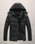 Men's Winter Solid Color Hooded Plush Warm Cotton Jacket