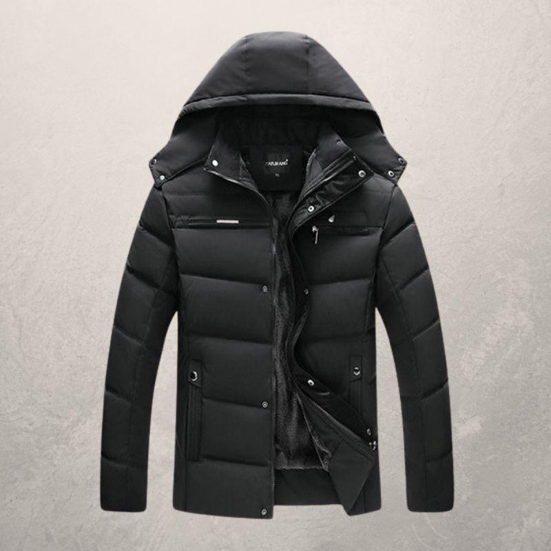 Men's Winter Solid Color Hooded Plush Warm Cotton Jacket