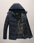 Men's Winter Solid Color Hooded Plush Warm Cotton Jacket