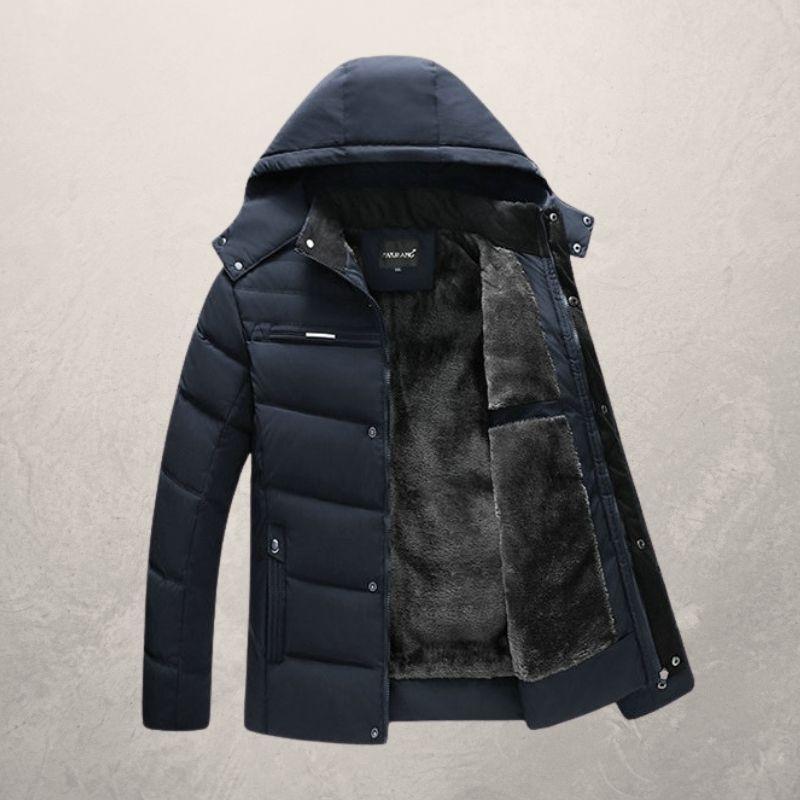 Men's Winter Solid Color Hooded Plush Warm Cotton Jacket