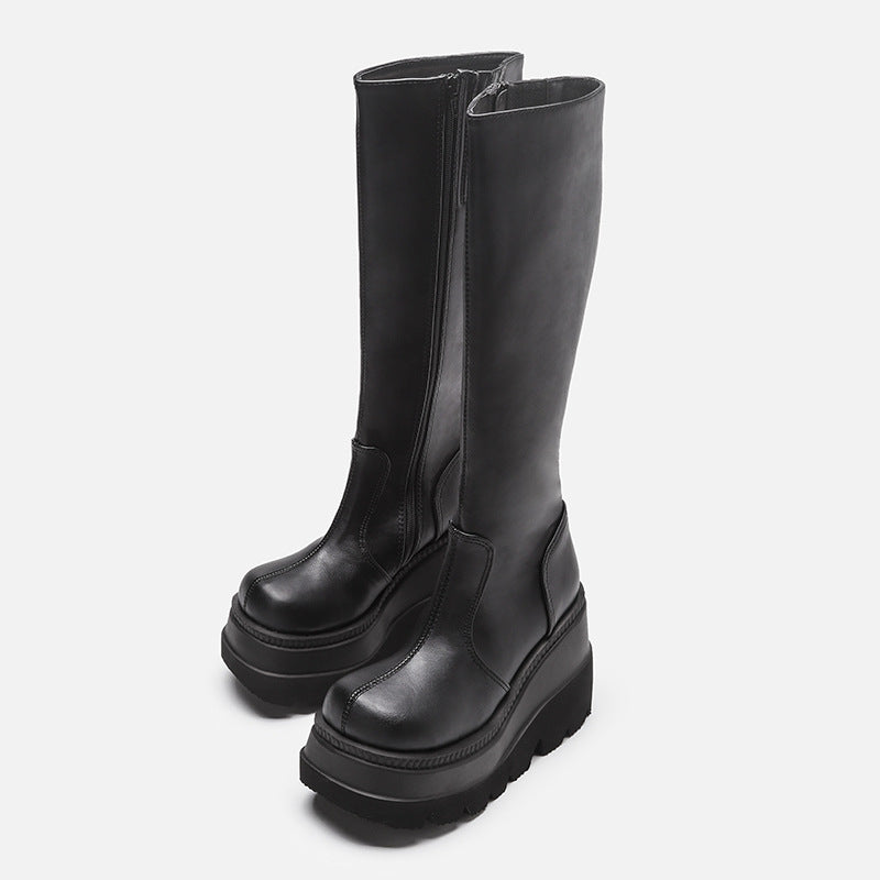 Women's Fashion Wedge Small Tube Circumference Platform Knee-high Boots