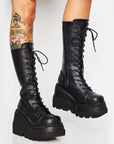 Women's Fashion Wedge Small Tube Circumference Platform Knee-high Boots