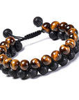 Tiger Eye Couple Bracelets Matte Black Agate Beads Bracelet