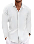 Long Sleeve T-shirt Undershirt Solid Color Long Sleeve Cotton Linen Shirt Men