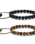 Tiger Eye Couple Bracelets Matte Black Agate Beads Bracelet