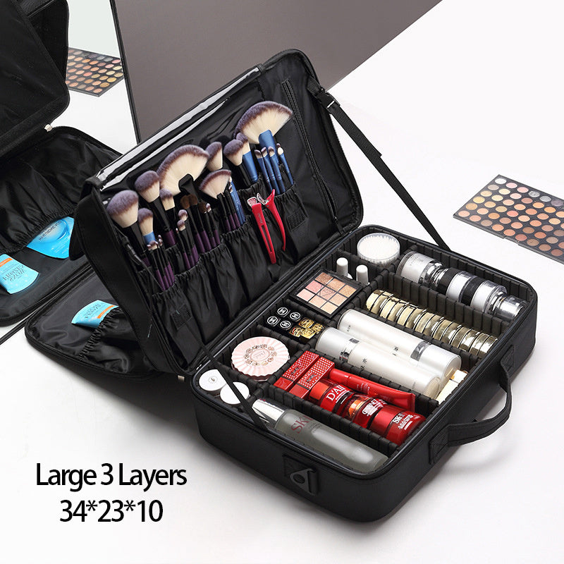 Large Capacity Professional Cosmetic Bag Tattoo Embroidery Nail Makeup Portable Partition Toolbox Makeup Storage Oxford Cloth Bag