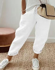 Women's Fashion Cotton Linen Solid Color Casual Pants