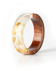 Handmade DIY romantic dry flower Real wood resin ring gold / silver paper inside ring women wedding party ring gifts for the lover