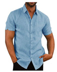 Men Short Sleeve Summer Solid Shirts Casual Loose Tops Tee