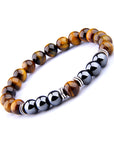 Explosion Style Yellow Tiger Eye Bracelet Fashion Simple Obsidian Alloy Separator Elastic Bracelet