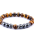 Explosion Style Yellow Tiger Eye Bracelet Fashion Simple Obsidian Alloy Separator Elastic Bracelet