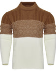 Men's Casual Color Block Long Sleeve Cable Knit Pullover Sweater