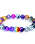 Rainbow Bead Bracelet Pride Natural Stone Strand Couple Bracelets