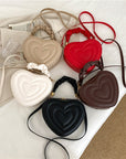 Fashion Love Heart Shape Shoulder Bag Small Handbags Designer Crossbody Bags for Women Solid Pu Leather Top Handle Bag