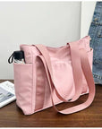 New Japanese Style Solid Color Tote Bag Shoulder Bag Casual Simple Canvas Handbag