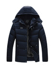 Men's Winter Solid Color Hooded Plush Warm Cotton Jacket